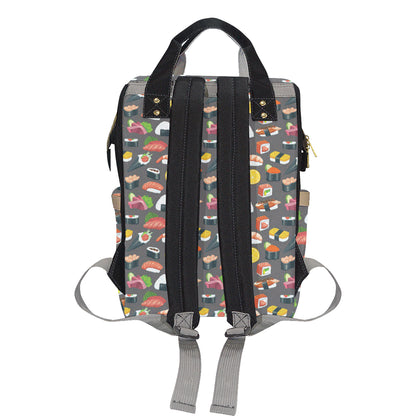 Sushi Pattern Print Diaper Bag Backpack