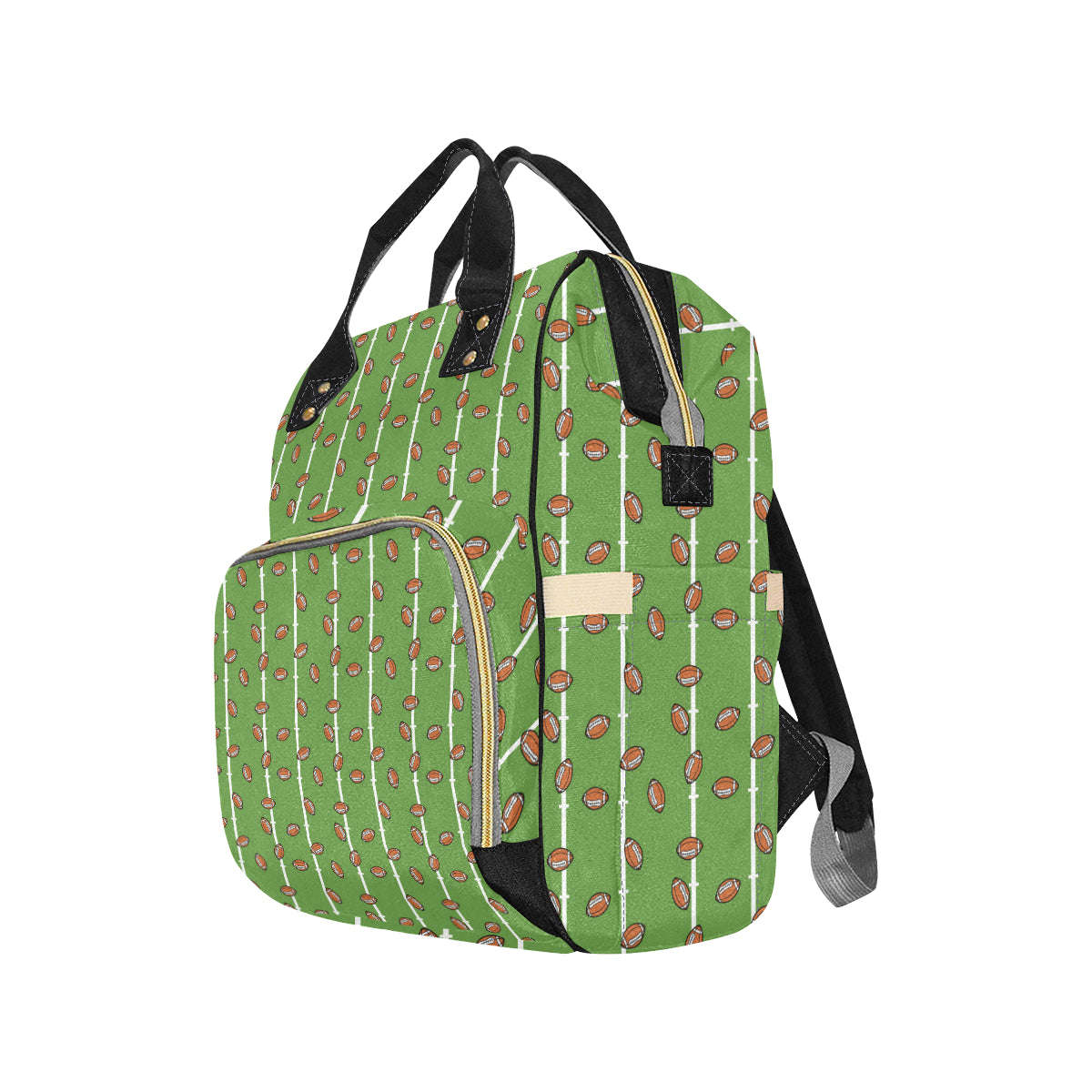 American Football on Field Themed Print Diaper Bag Backpack