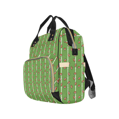 American Football on Field Themed Print Diaper Bag Backpack