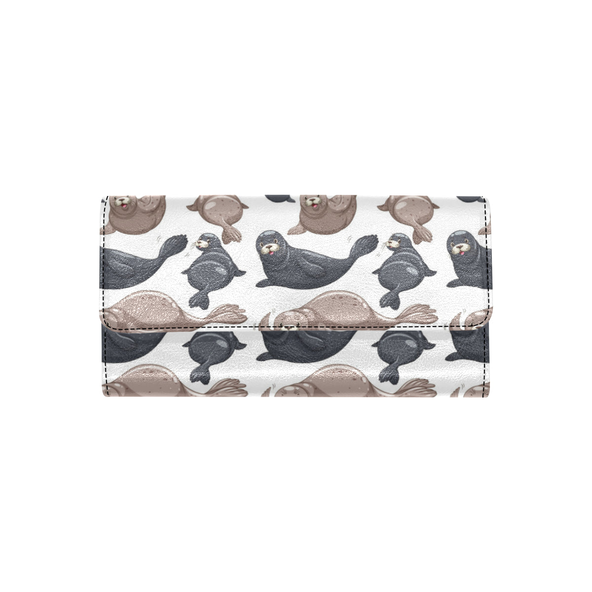 Sea Lion Pattern Print Design 02 Women's Trifold Wallet