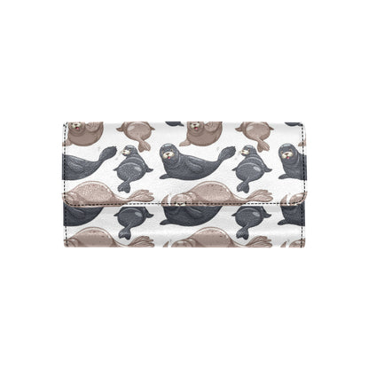 Sea Lion Pattern Print Design 02 Women's Trifold Wallet