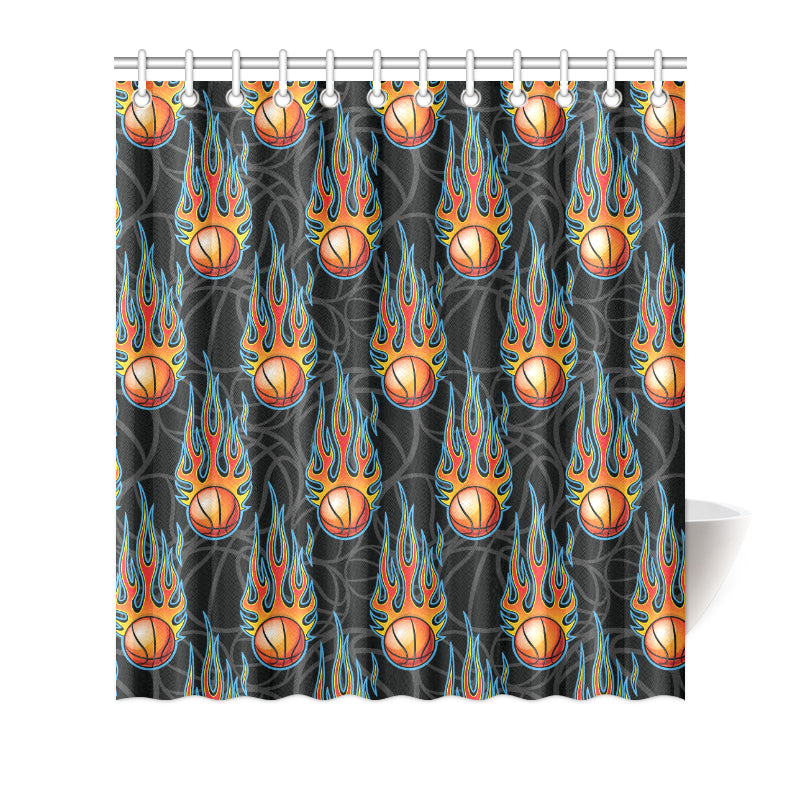 Basketball Fire Print Pattern Shower Curtain