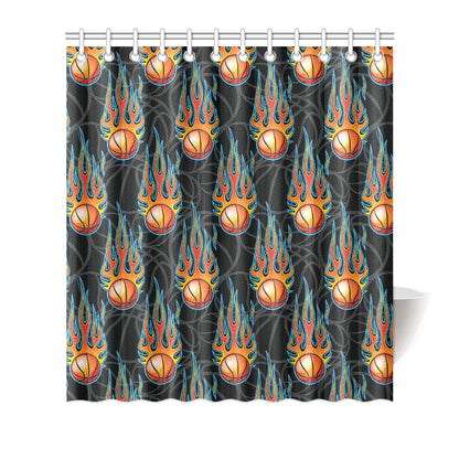 Basketball Fire Print Pattern Shower Curtain