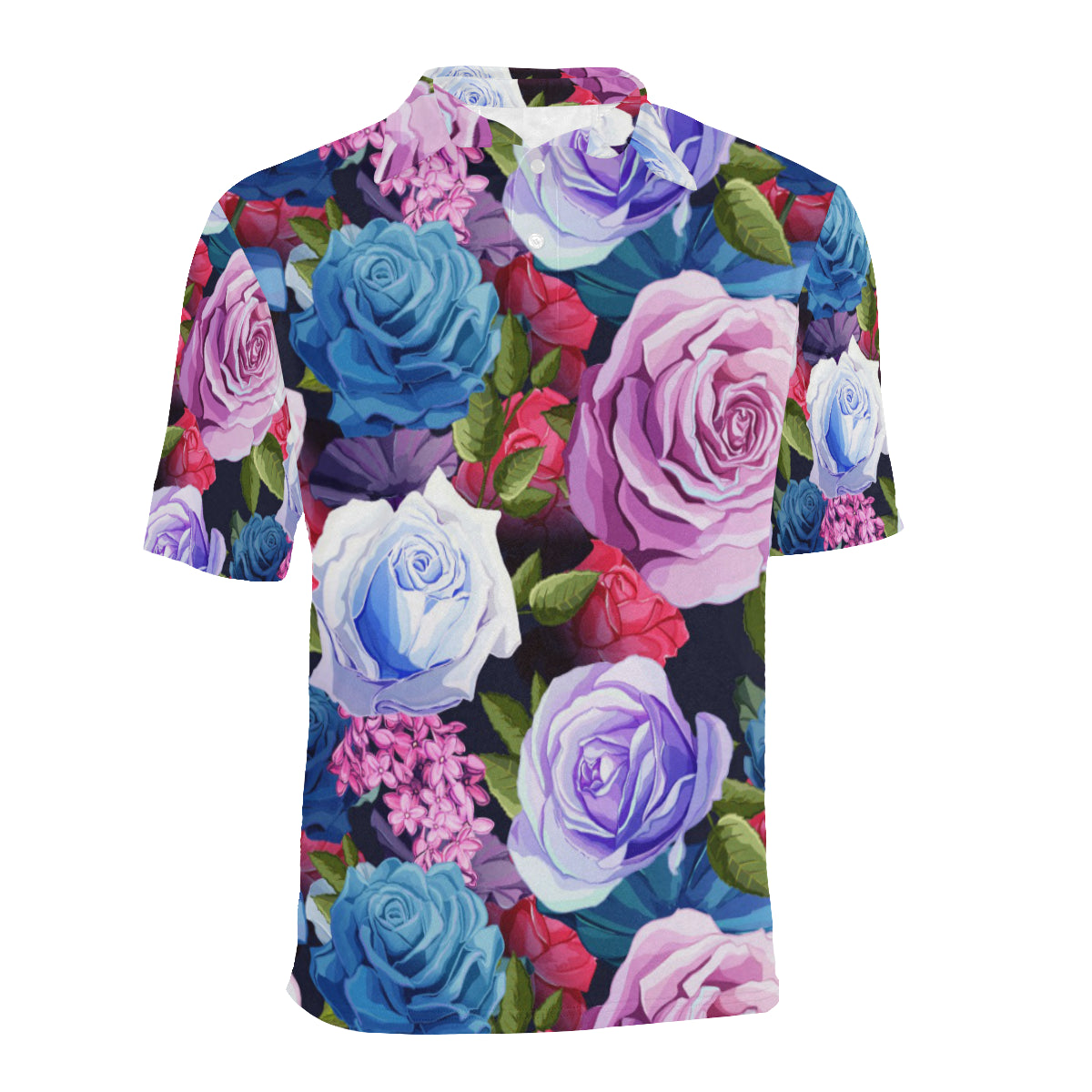 Rose Pattern Print Design RO09 Men Polo Shirt