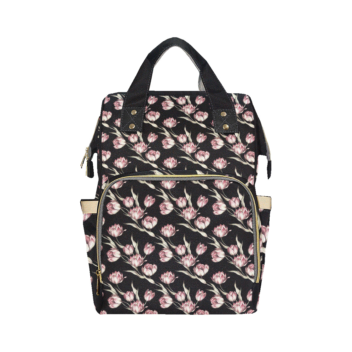 Tulip Pink Pattern Print Design TP02 Diaper Bag Backpack