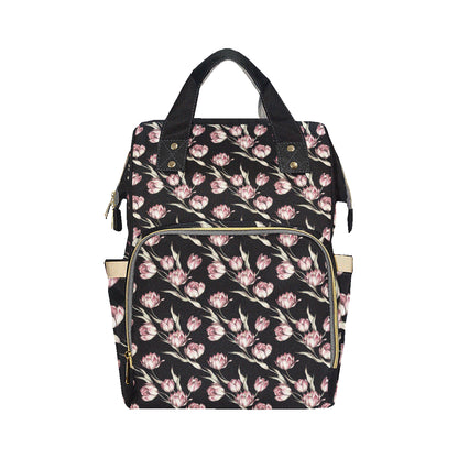 Tulip Pink Pattern Print Design TP02 Diaper Bag Backpack