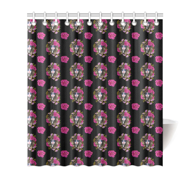 Day of the Dead Makeup Girl Shower Curtain