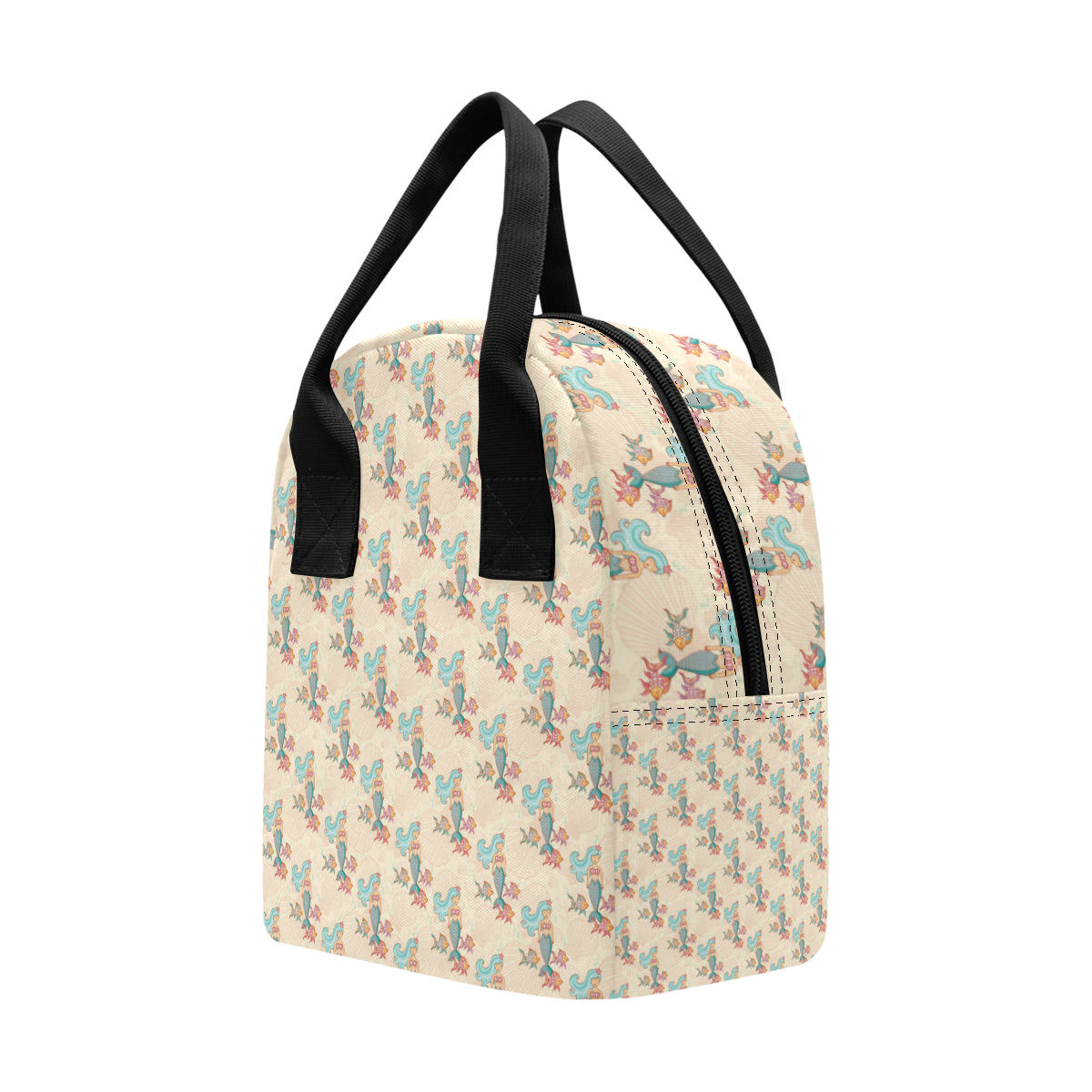 Mermaid Girl With Fish Design Print Insulated Lunch Bag