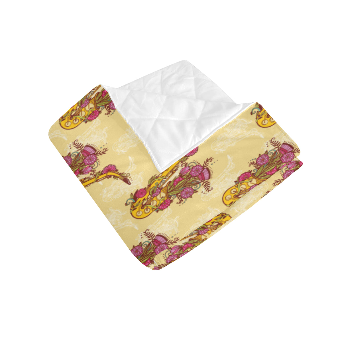 Saxophone Pattern Print Design 04 Premium Quilt