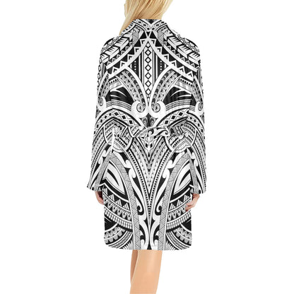 Maori Pattern Print Design 06 Women's Fleece Robe
