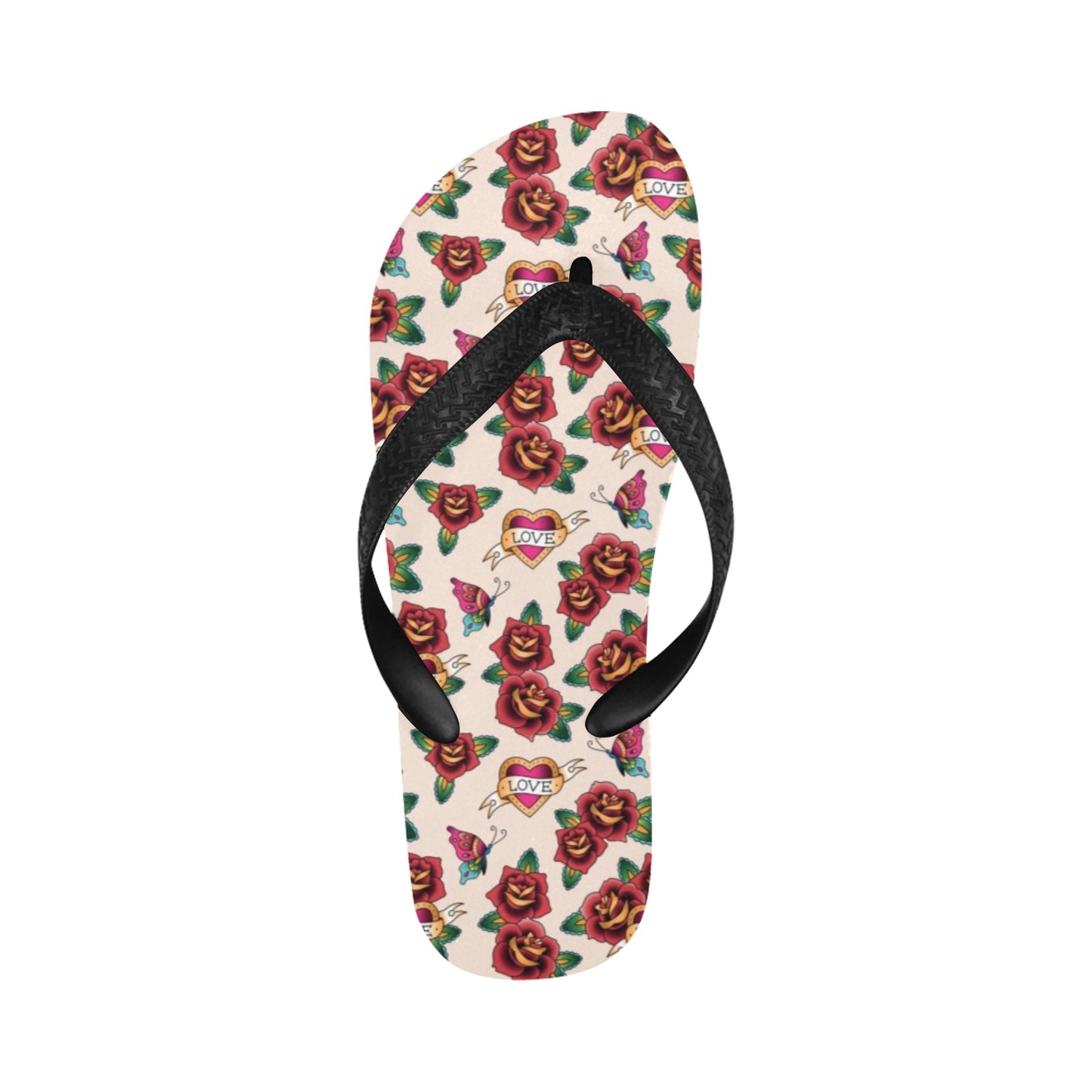 Tattoo Rose Print Design LKS302 Flip Flops