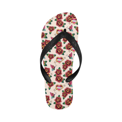 Tattoo Rose Print Design LKS302 Flip Flops