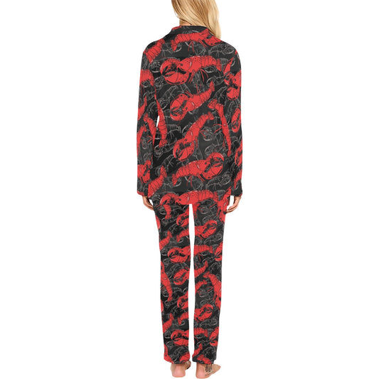 Lobster Pattern Print Design 04 Women's Long Pajama Set