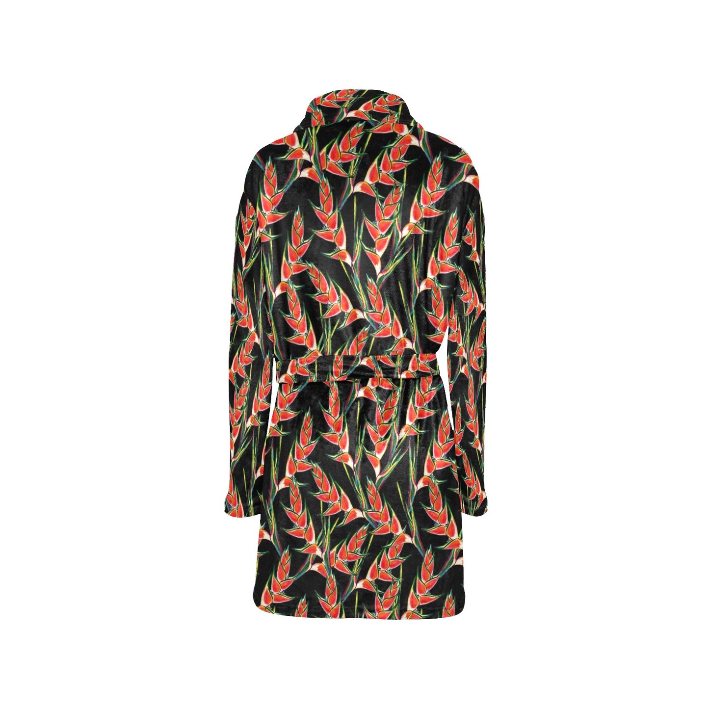 Heliconia Pattern Print Design HL010 Women's Fleece Robe