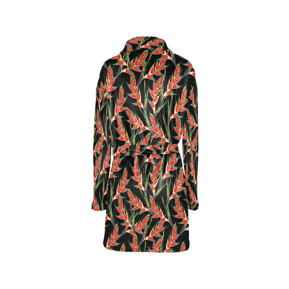 Heliconia Pattern Print Design HL010 Women's Fleece Robe