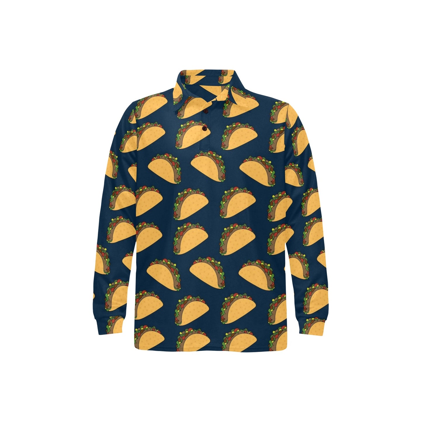 Taco Pattern Print Design TC04 Long Sleeve Polo Shirt For Men's