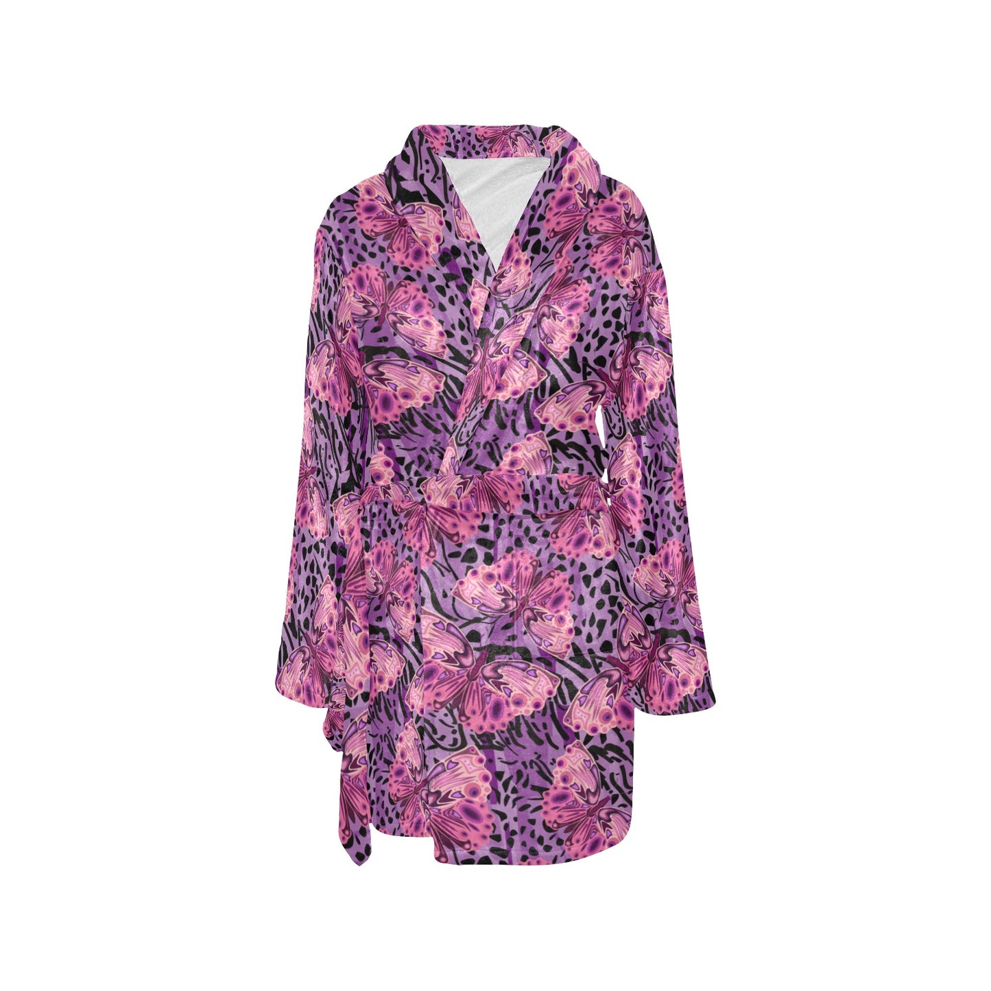 Purple Butterfly Leopard Women's Fleece Robe