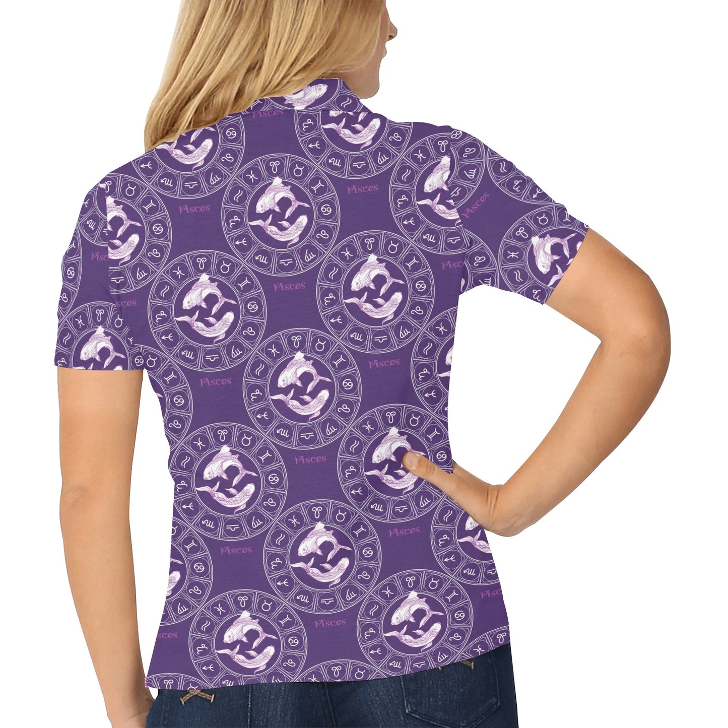Pisces Pattern Print Design A02 Women's Polo Shirt