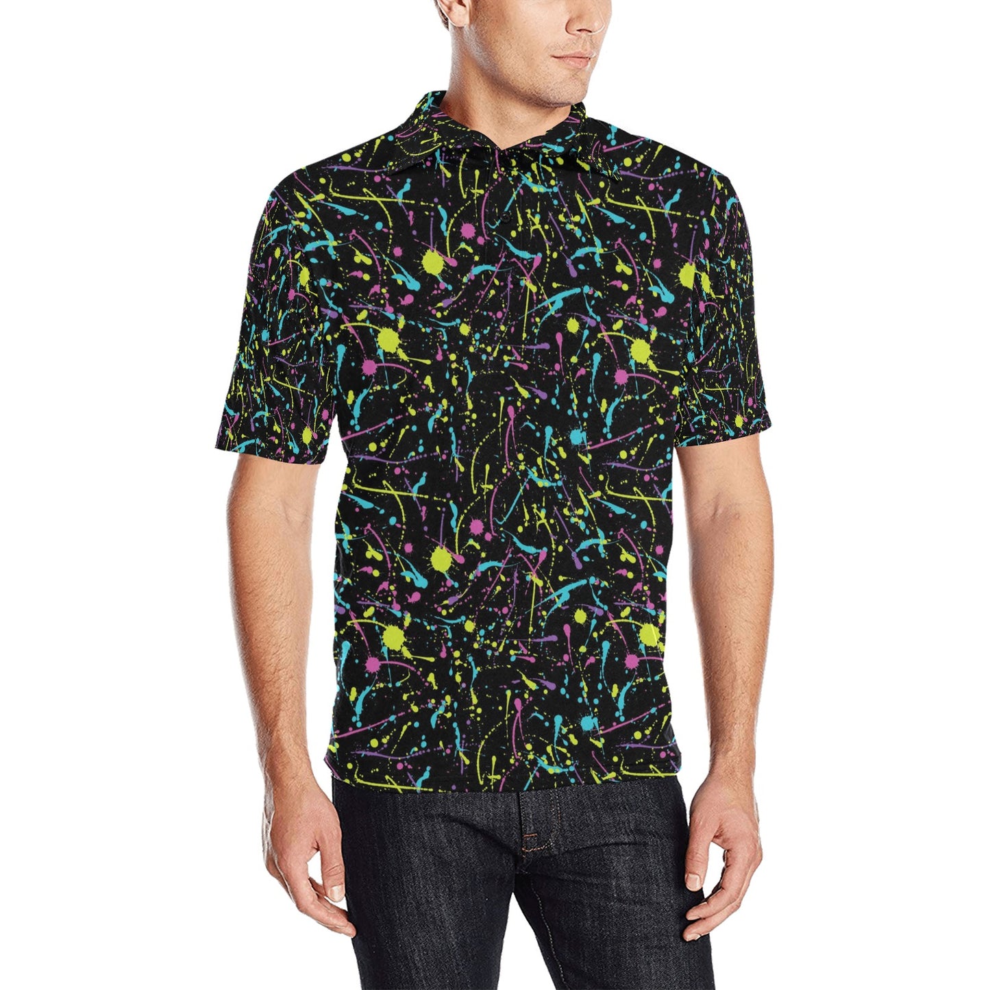 Splatter Multicolor Print Design LKS302 Men Polo Shirt