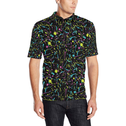 Splatter Multicolor Print Design LKS302 Men Polo Shirt