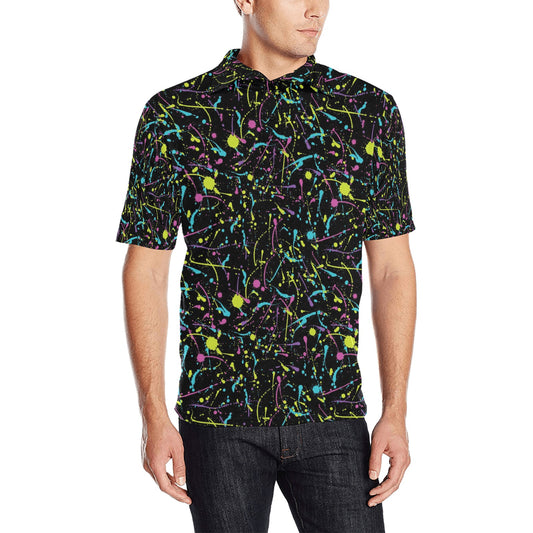 Splatter Multicolor Print Design LKS302 Men Polo Shirt