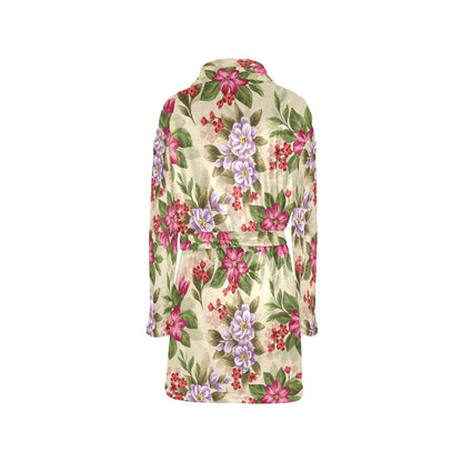Summer Floral Pattern Print Design SF08 Women's Fleece Robe