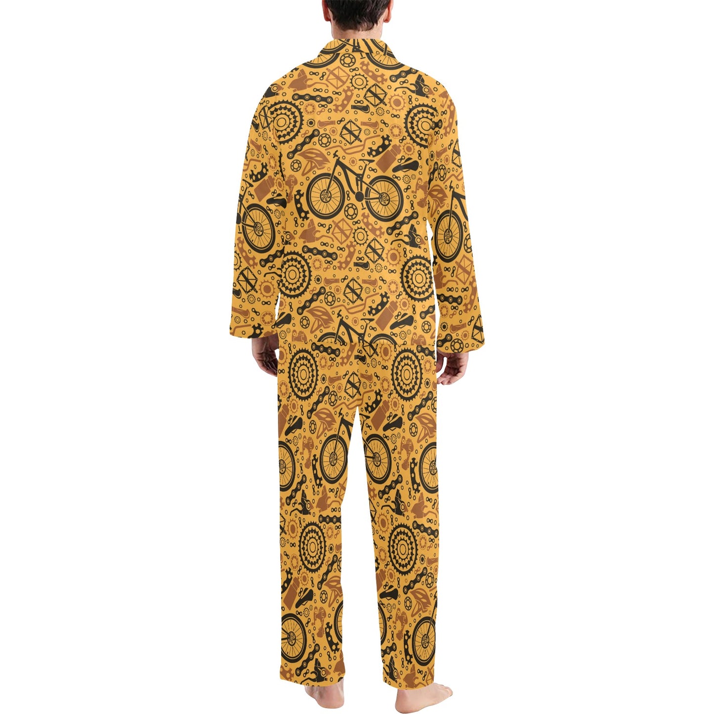 Mountain bike Pattern Print Design 03 Men's Long Pajama Set