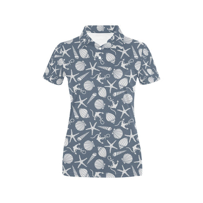 Seashell Print Design LKS306 Women's Polo Shirt