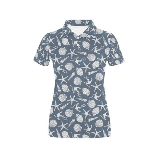 Seashell Print Design LKS306 Women's Polo Shirt