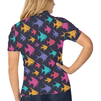 Angelfish Colorful Pattern Print Design 03 Women's Polo Shirt