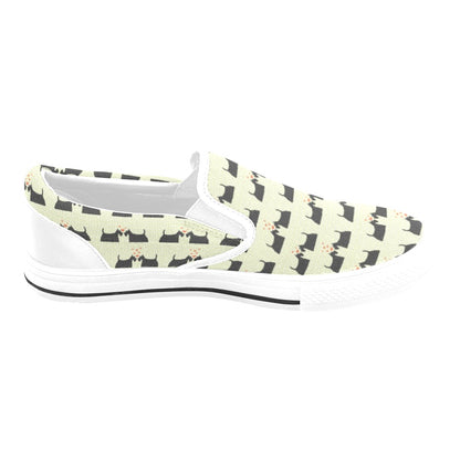 Scottish Terriers Print Design LKS304 White Slip Ons Canvas Women's Shoes