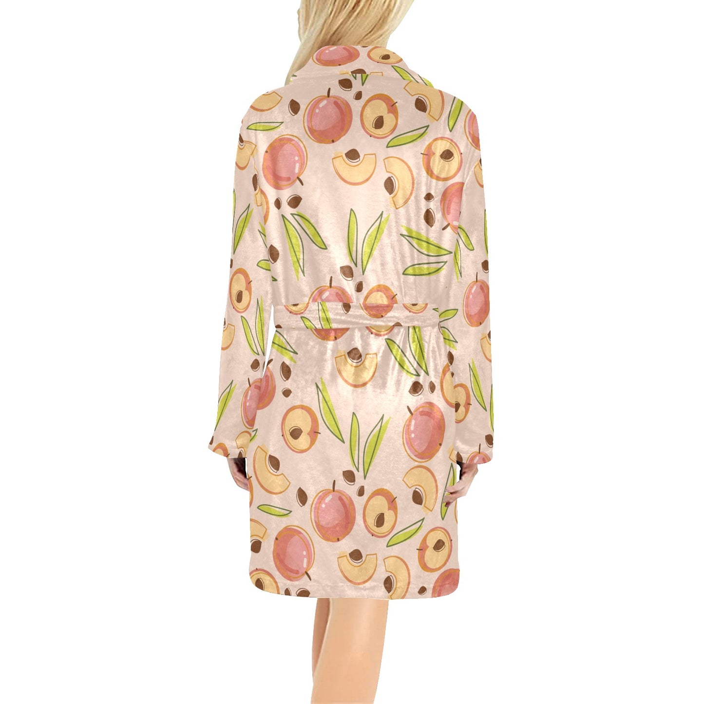 Peach Pattern Print Design A01 Women's Fleece Robe