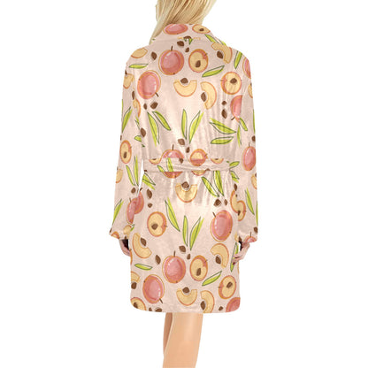Peach Pattern Print Design A01 Women's Fleece Robe