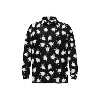 Sea Turtle Print Design LKS303 Long Sleeve Polo Shirt For Men's
