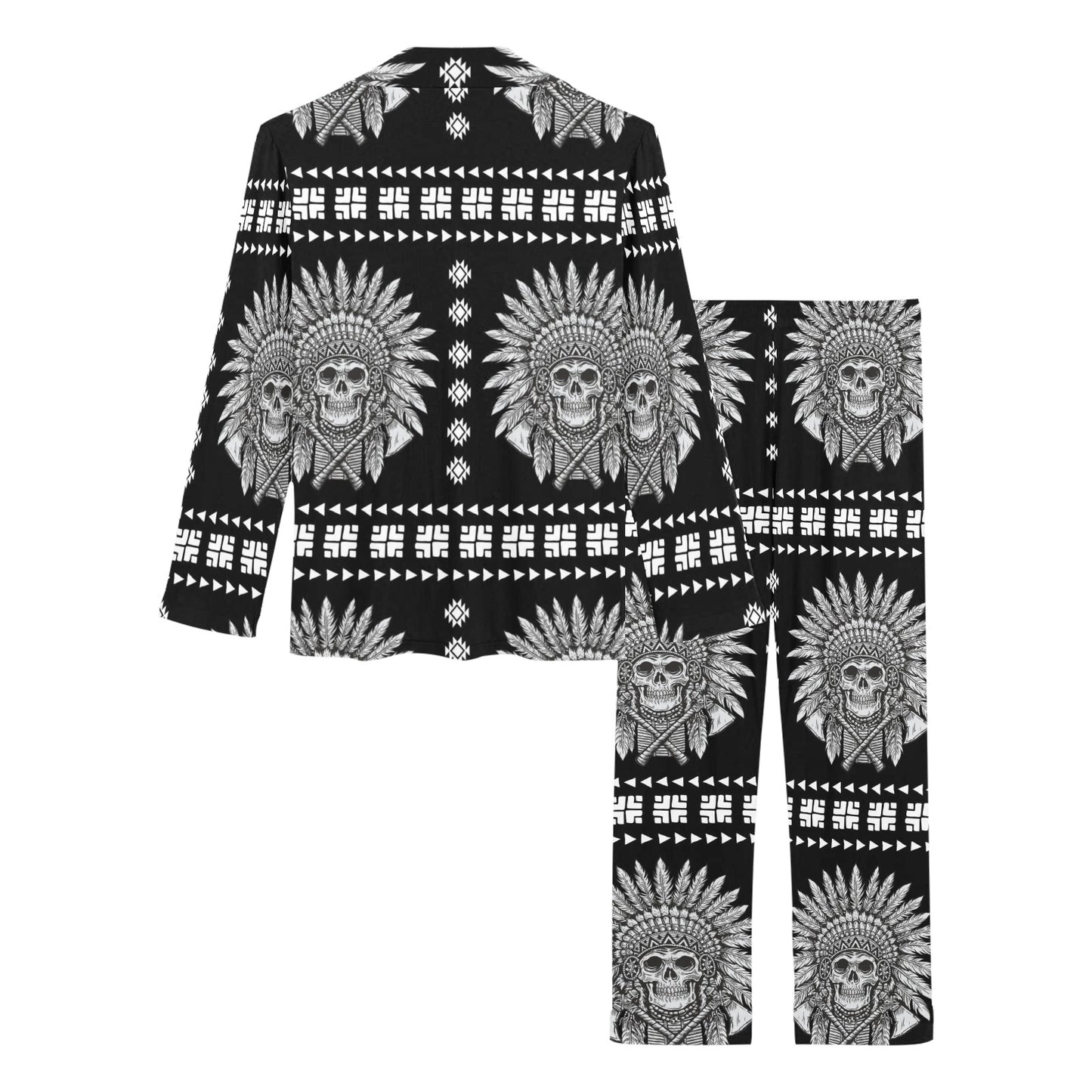 Native American Indian Skull Women's Long Pajama Set