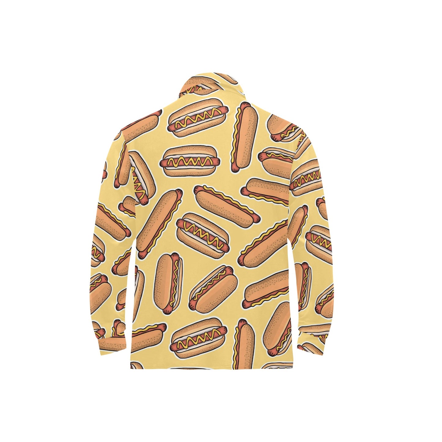 Hot Dog Pattern Print Design 01 Long Sleeve Polo Shirt For Men's