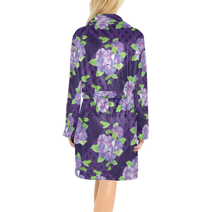 Morning Glory Pattern Print Design MG03 Women's Fleece Robe
