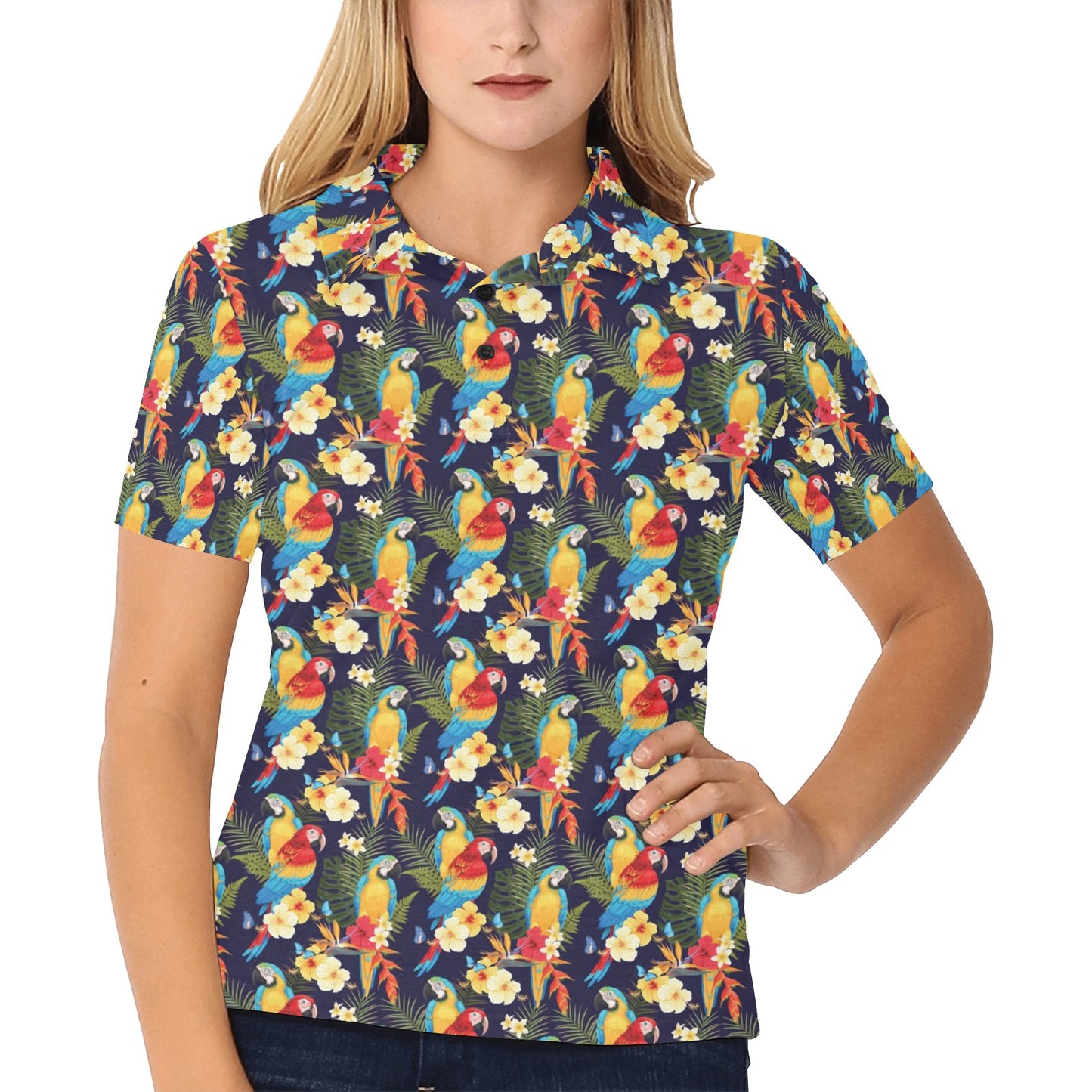 Parrot Themed Design Women's Polo Shirt