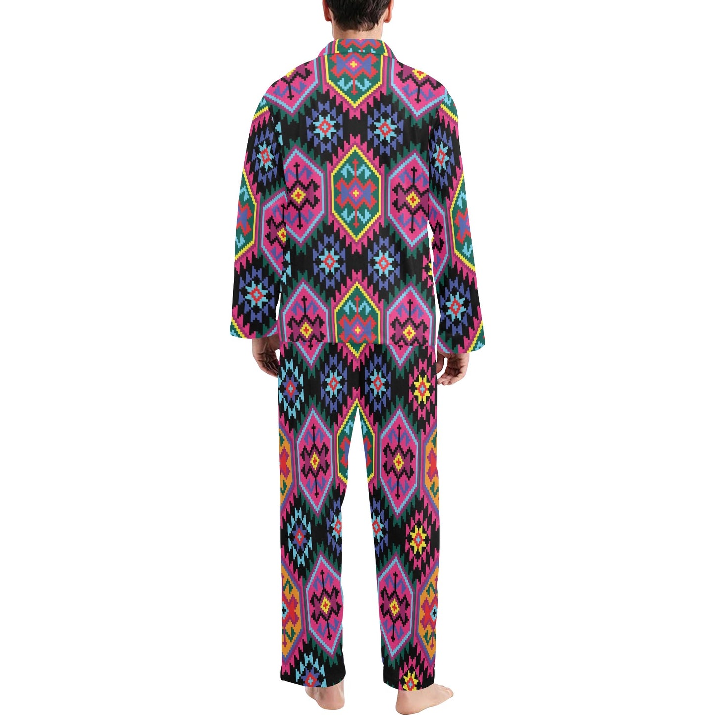 Mexican Pattern Print Design 02 Men's Long Pajama Set