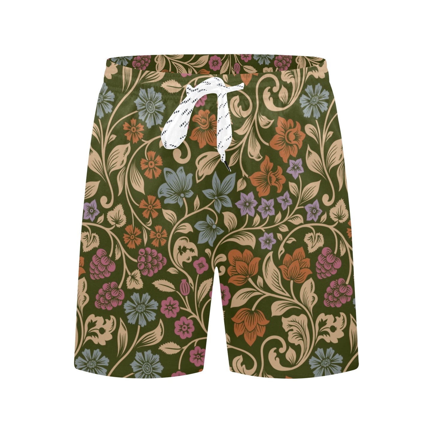 Floral Vintage Print Pattern Men's Swim Trunks Beach Shorts