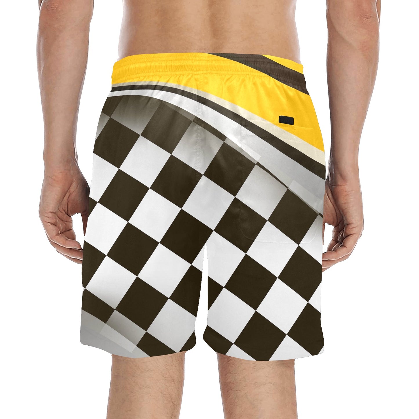 Checkered Flag Racing Style Men's Swim Trunks Beach Shorts