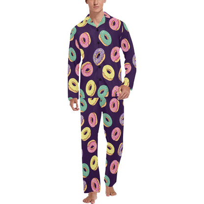 Donut Pattern Print Design DN08 Men's Long Pajama Set