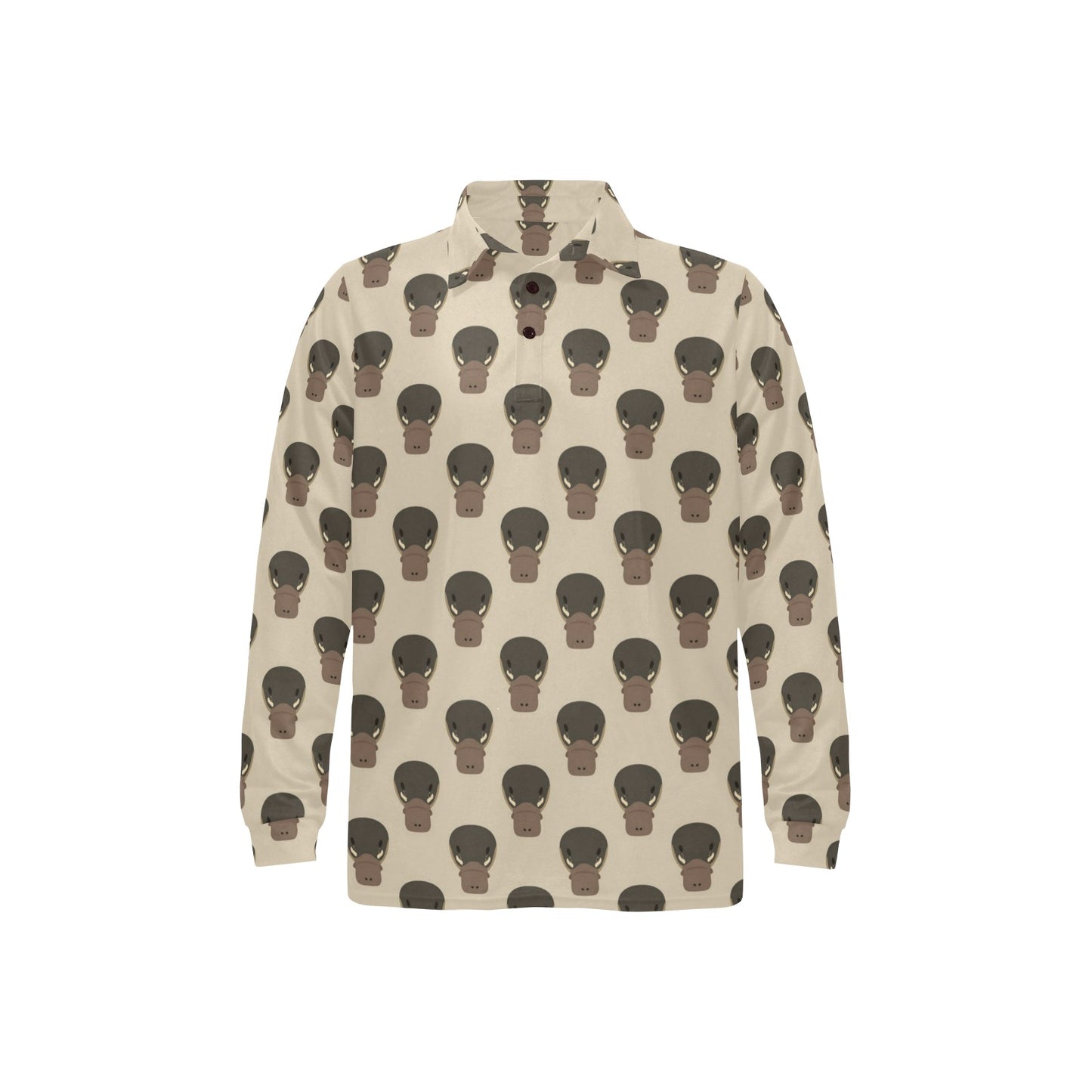Platypus Pattern Print Design A03 Long Sleeve Polo Shirt For Men's