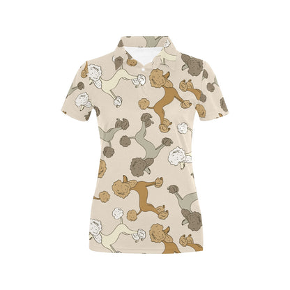 Poodle Pattern Print Design A01 Women's Polo Shirt