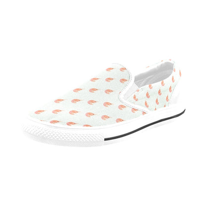 Shrimp Print Design LKS304 White Slip Ons Canvas Women's Shoes