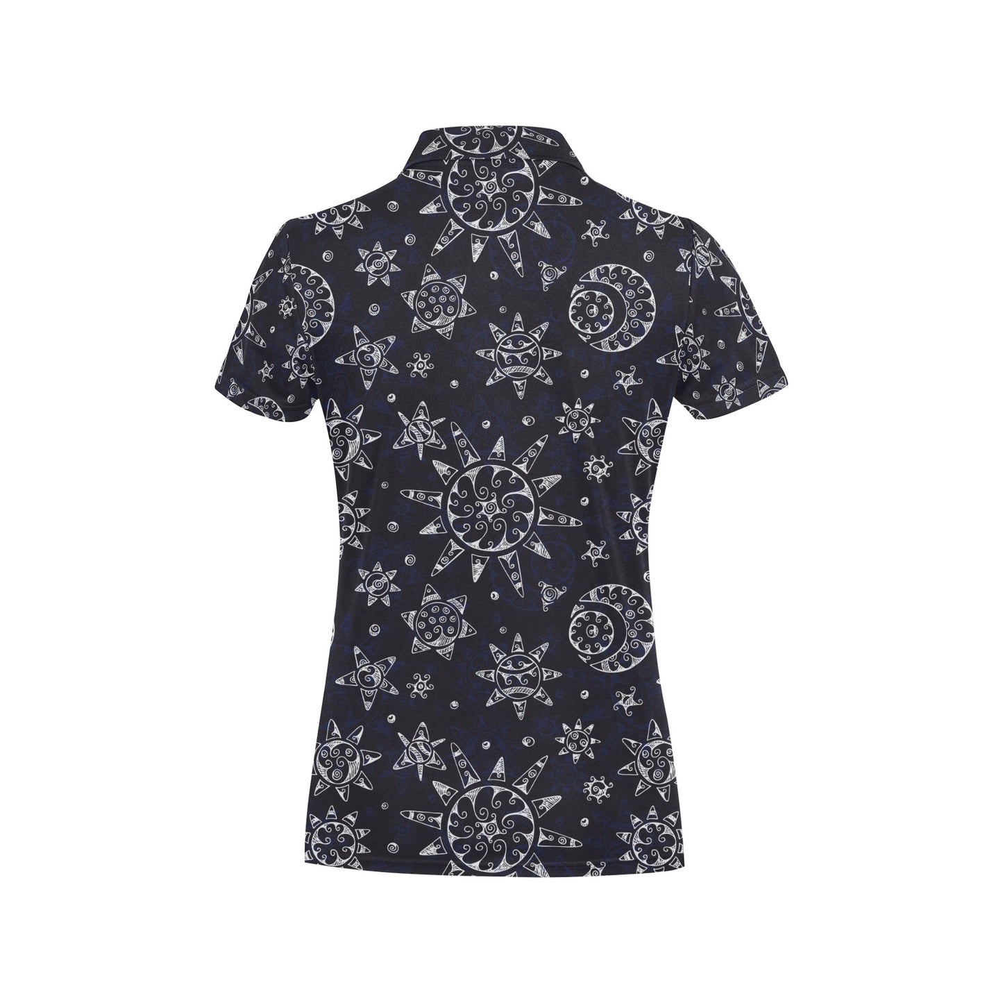 Sun Moon Pattern Women's Polo Shirt