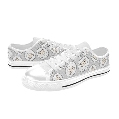 Sheep Print Design LKS401 Women's White Low Top Shoes