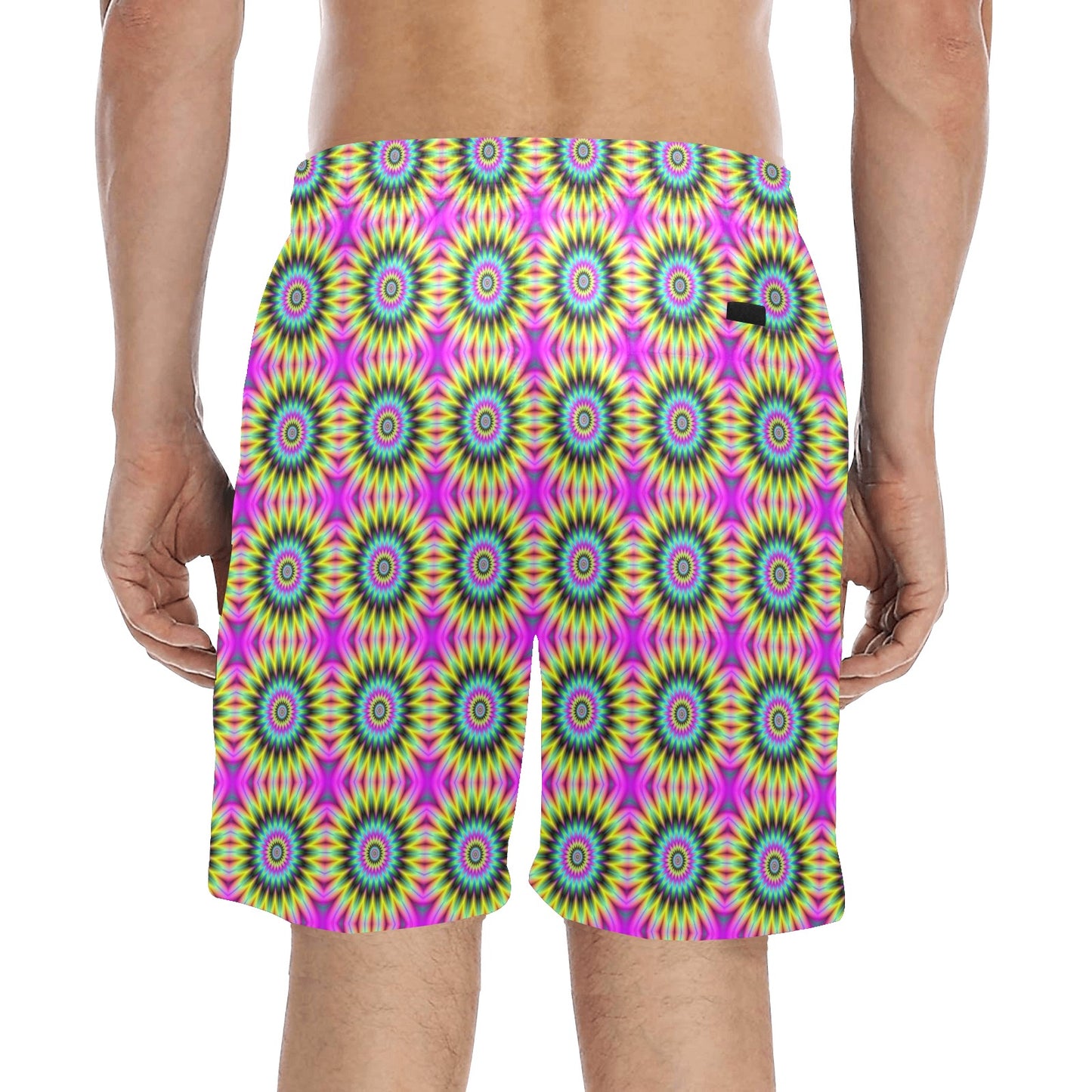 Optical illusion Flower Rainbow Style Men's Swim Trunks Beach Shorts