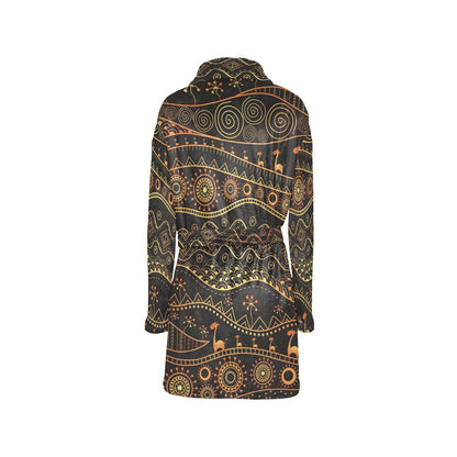 Gold African Design Women's Fleece Robe