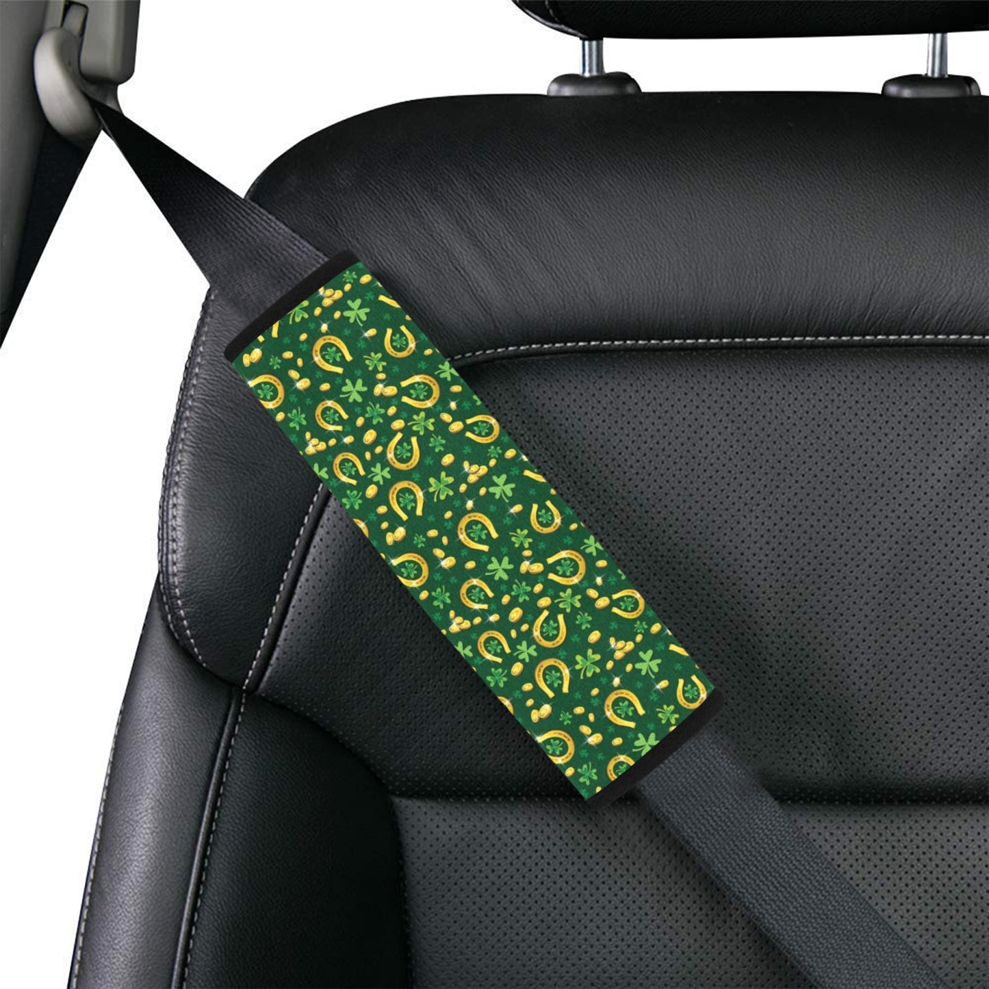 Shamrock Horse Shoes Saint Patrick's Day Print Design LKS307 Car Seat Belt Cover